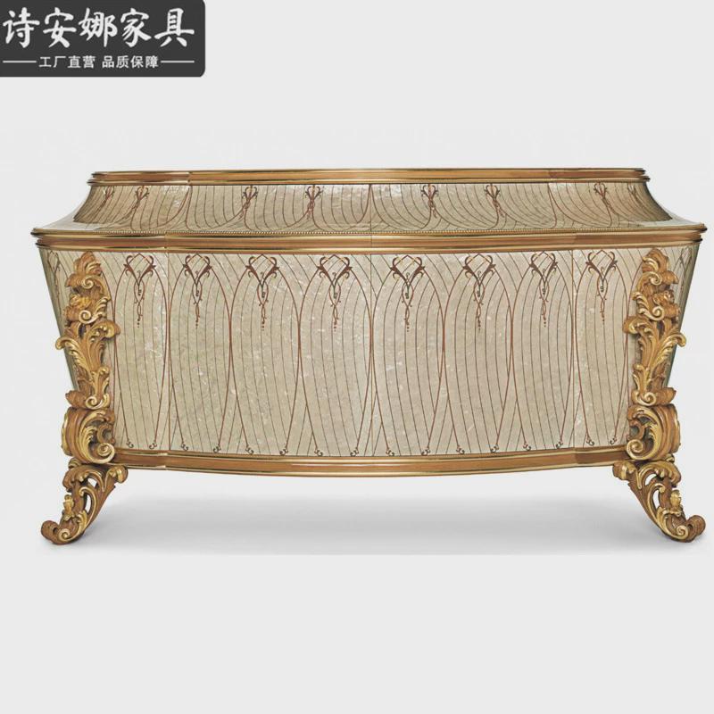 奢华欧式门厅家具别墅实木手工雕花贝壳拼花餐边柜玄关柜储物