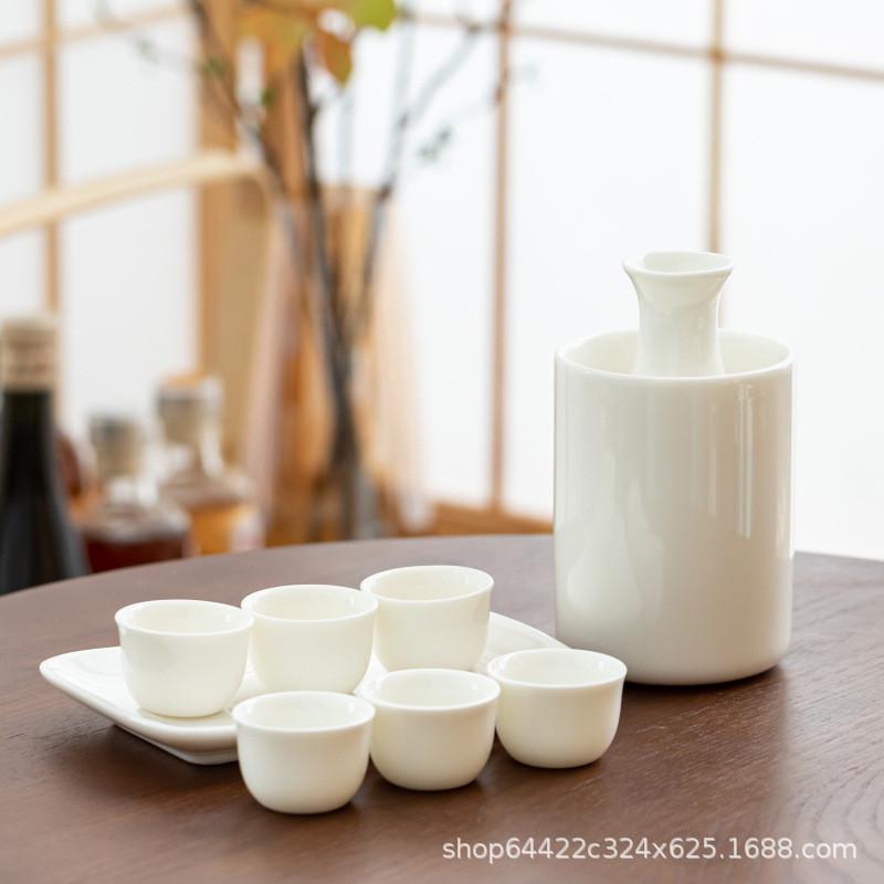 高羊脂玉瓷德化白日式陶瓷酒具带盘套装温酒白酒分酒器定制logo