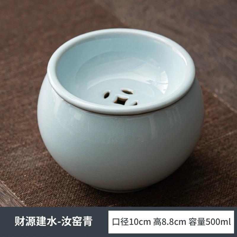 汝窑建水茶渣缸茶洗家用茶钵日式钧窑茶渣过滤建水带盖碗功夫水孟