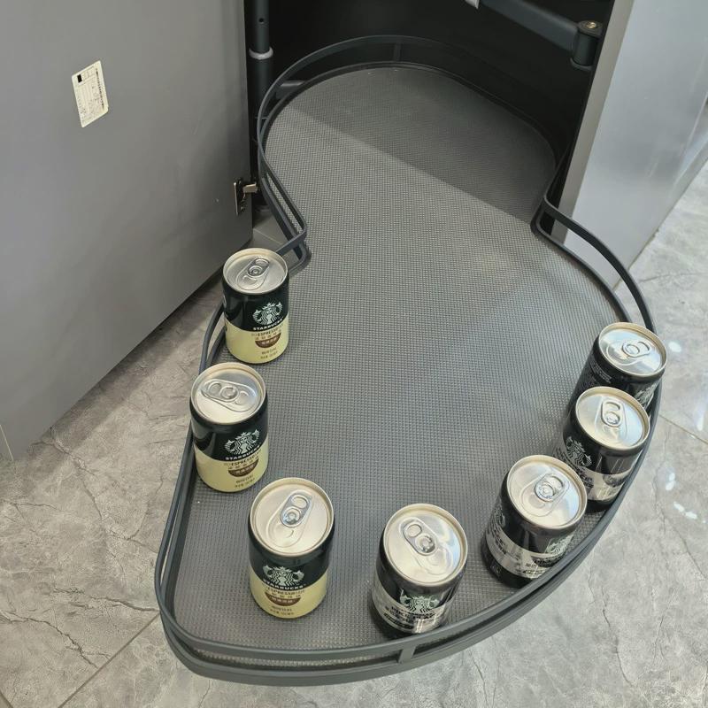 热销转角转角拉篮厨房飞碟拉篮厨房橱柜多功能旋转拐角橱柜置物架