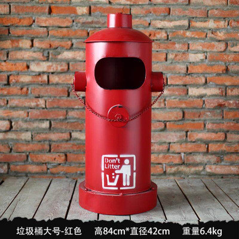 复古铁艺消防栓服装店收纳桶家居客厅餐厅垃圾桶酒吧网咖摆件装饰
