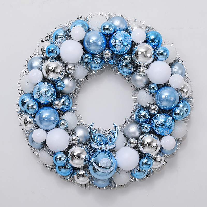 新品圣诞节装饰品球花环挂饰场景布置墙面挂件花环藤圈树商场