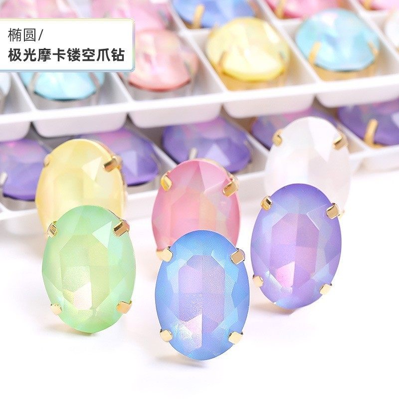 椭圆极光摩卡镂空铜爪钻服饰鞋帽箱包配件彩色异形玻璃手缝带孔钻,饰品/流行首饰/时尚饰品新,其他DIY饰品配件,淘宝优惠券,粉丝福利购,淘宝优惠卷