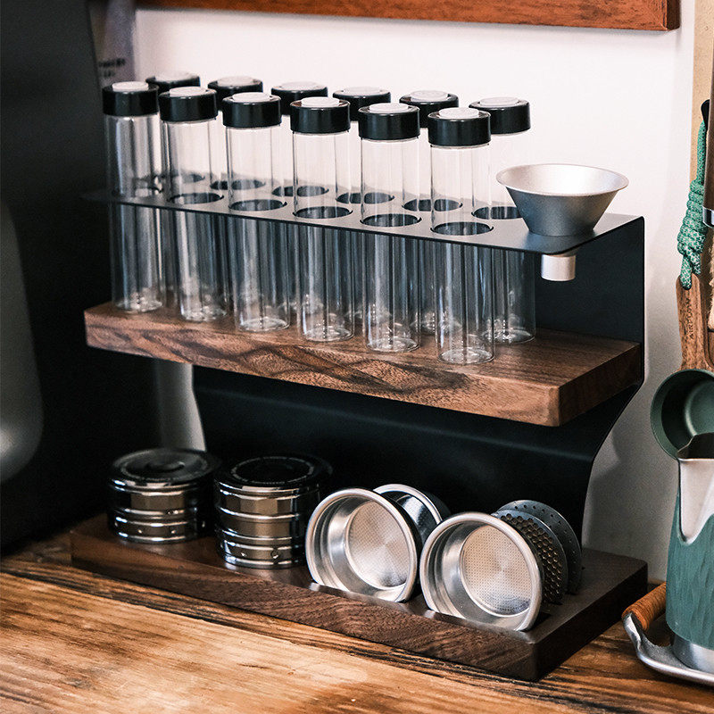 咖啡豆分装瓶试管展示架玻璃单管密封单向排气阀存储罐保存罐双层