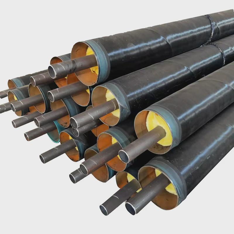 预制直埋无缝直缝保温钢管耐高温岩棉硅酸铝钢套钢蒸汽保温钢管