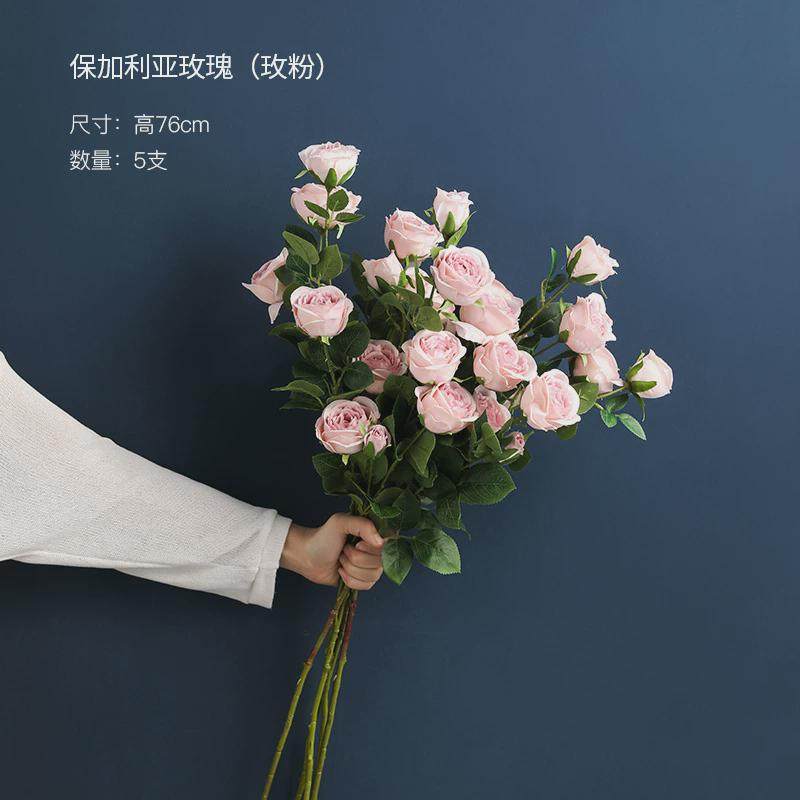 北欧风单支玫瑰仿真花绢花婚庆野餐家居摆设假花露营装饰拍照道具