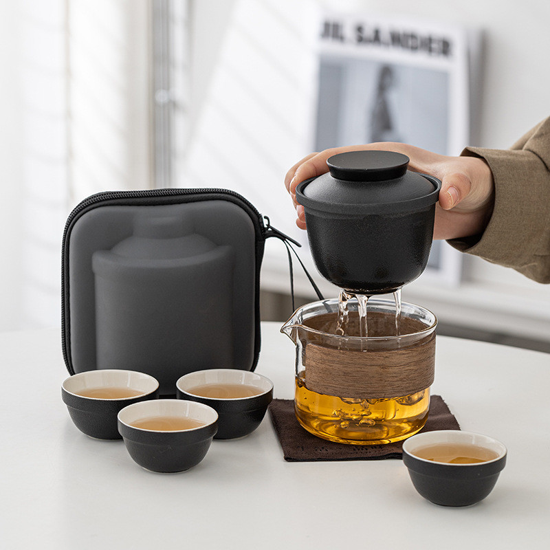 功夫旅行茶具套装便携式户外旅游泡茶露营装备小套快客杯一壶四杯
