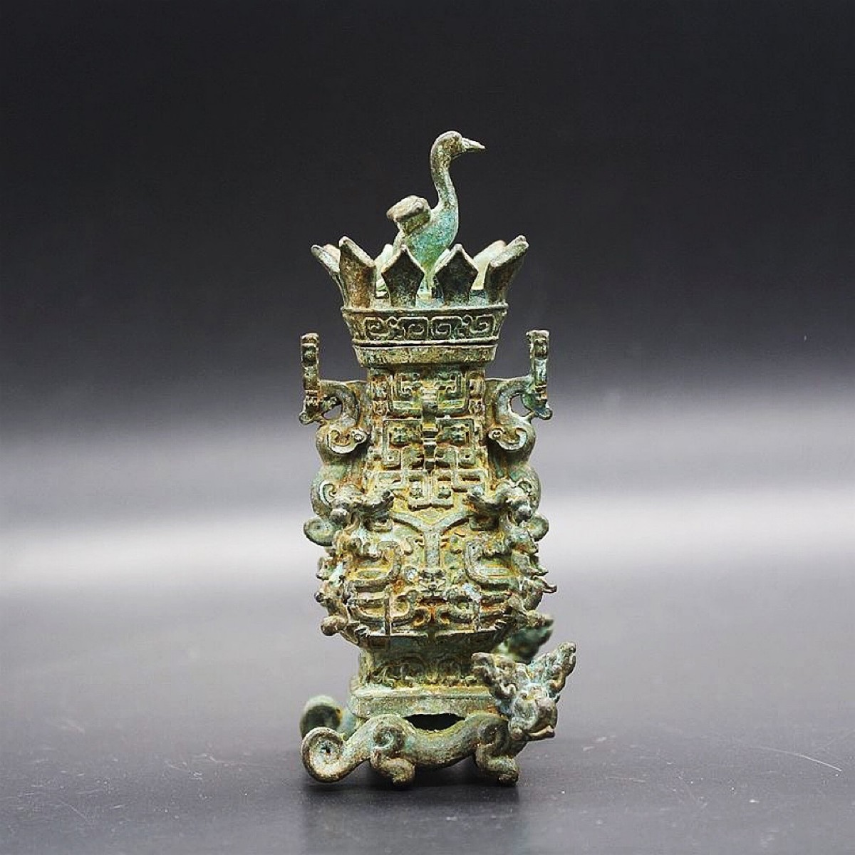复古怀旧青铜器莲鹤方壶模型摆件春秋酒具客厅酒柜仿古工艺品收藏