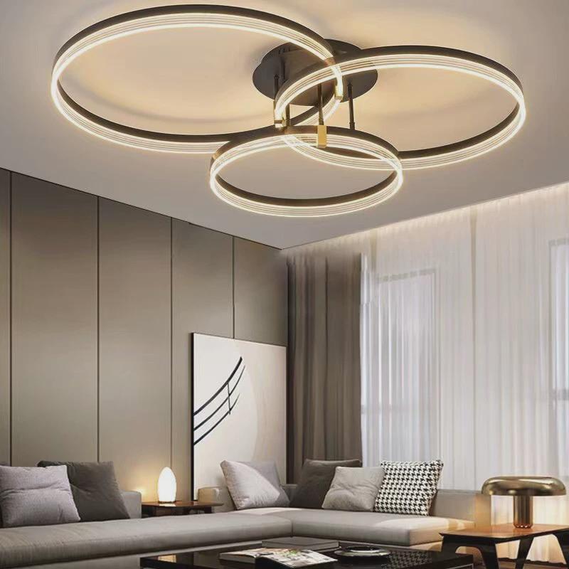 led客厅灯现代简约轻奢大气北欧灯具卧室吸顶灯创意圆形房间大灯