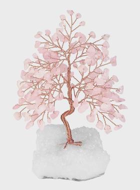 20枝树干弯曲白水晶树簇底座小树摆件七色碎石树白水晶晶底座簇