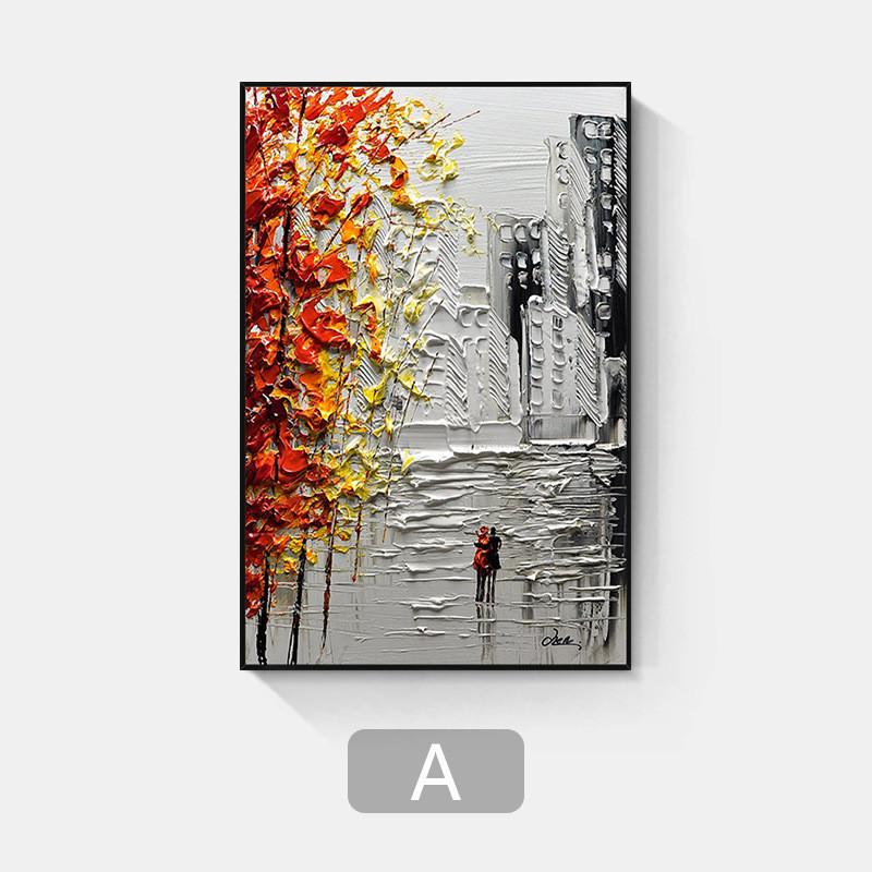 纯手绘大芬油画村装饰画客厅背景墙玄关肌理轻奢立体抽象挂画定制图片