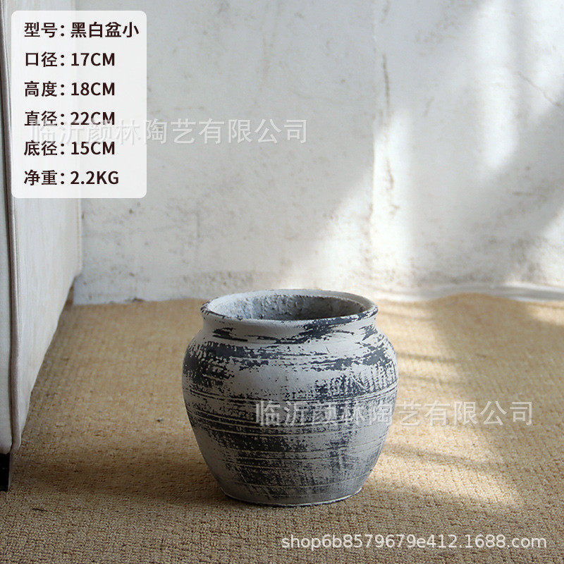 复古白水泥大肚花盆龙舌兰蓝楹花室内客厅商场盆酒店绿植大型绿植