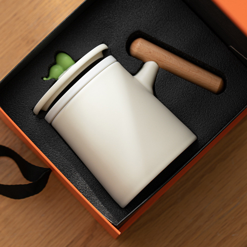 陶瓷马克杯高颜值茶水分离泡茶杯带盖过滤办公室喝茶杯子刻字logo