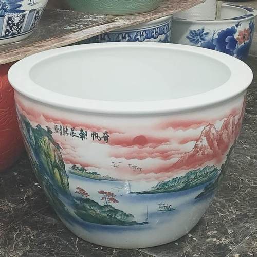 碗莲陶瓷养缸乌龟缸睡莲大鱼缸鱼缸手绘新款大号缸庭院阳台造景