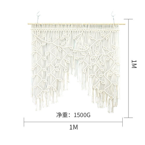 2xpj树叶文艺门帘拱形婚礼民宿窗户挂毯棉绳手工房间装饰编制可毯