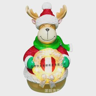 饰品 圣诞麋鹿led小夜灯西方节日派对精美定时创意饰品家居装
