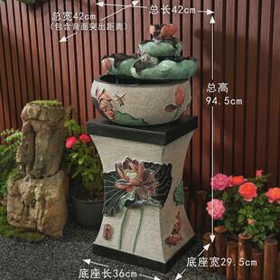 w~户外荷花流水摆件循环水中式室内玄关鱼池造景入户花园阳台小鱼