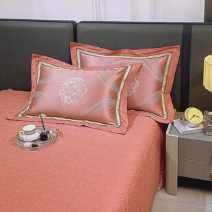 高端欧式轻奢风贡缎提花枕套一对装结婚庆大红色枕头套单人枕芯套