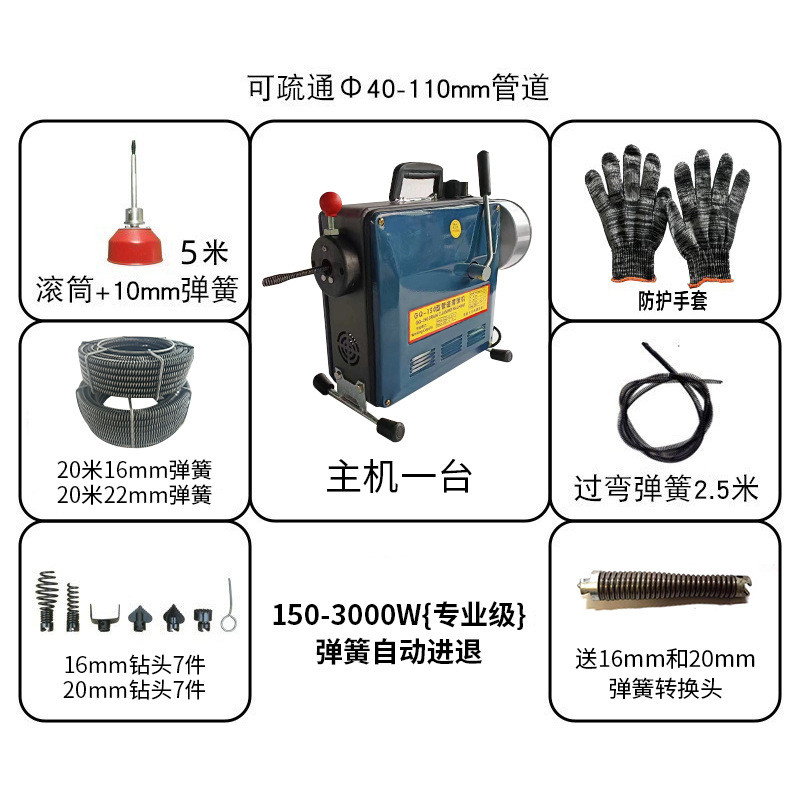 疏通机gq150型电动新款下水道清理工具管道堵塞疏通器自动进出
