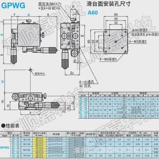 GPG60千分尺手動微調(diào)位移滑臺 光學傾斜俯仰角度平臺米思米駿河款