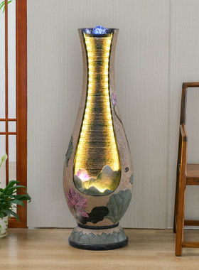 新中式流水喷泉落地摆件玄关客厅阳台循环水茶室招财水景假山装饰