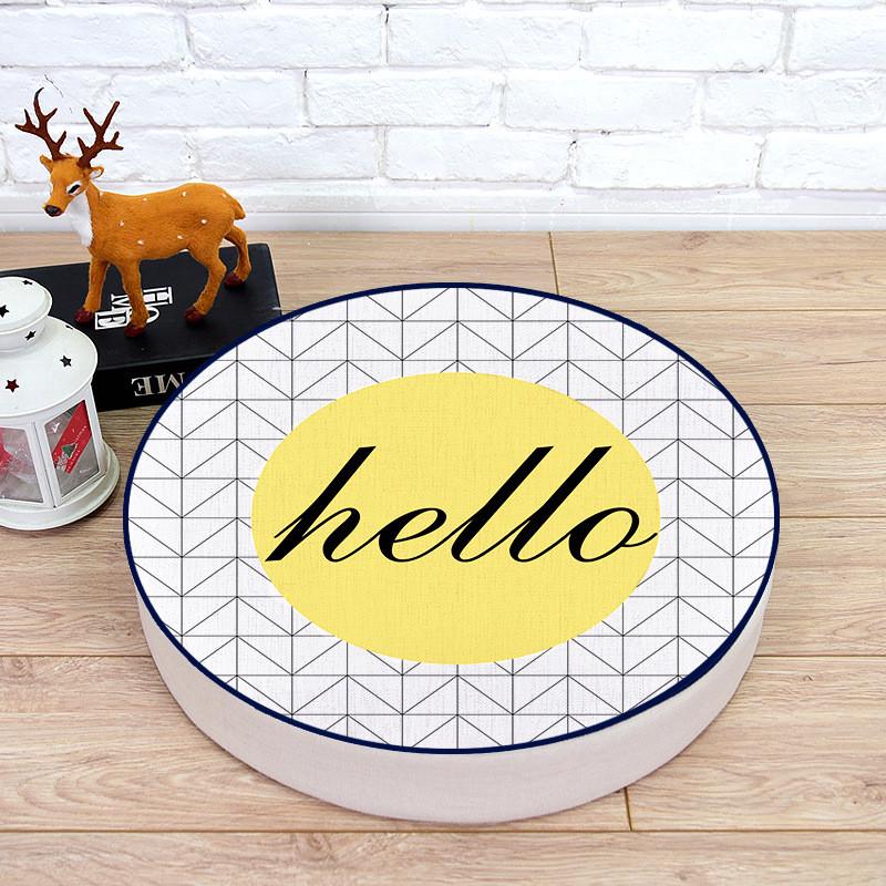 网红北欧ins垫黄色几何麋鹿蒲团暖棉麻布艺圆形海绵垫榻榻米坐垫