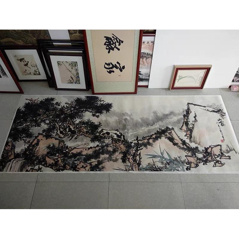 潘天寿-雨霁近代名家水墨写意国画真迹微喷复制临摹学习画稿横幅