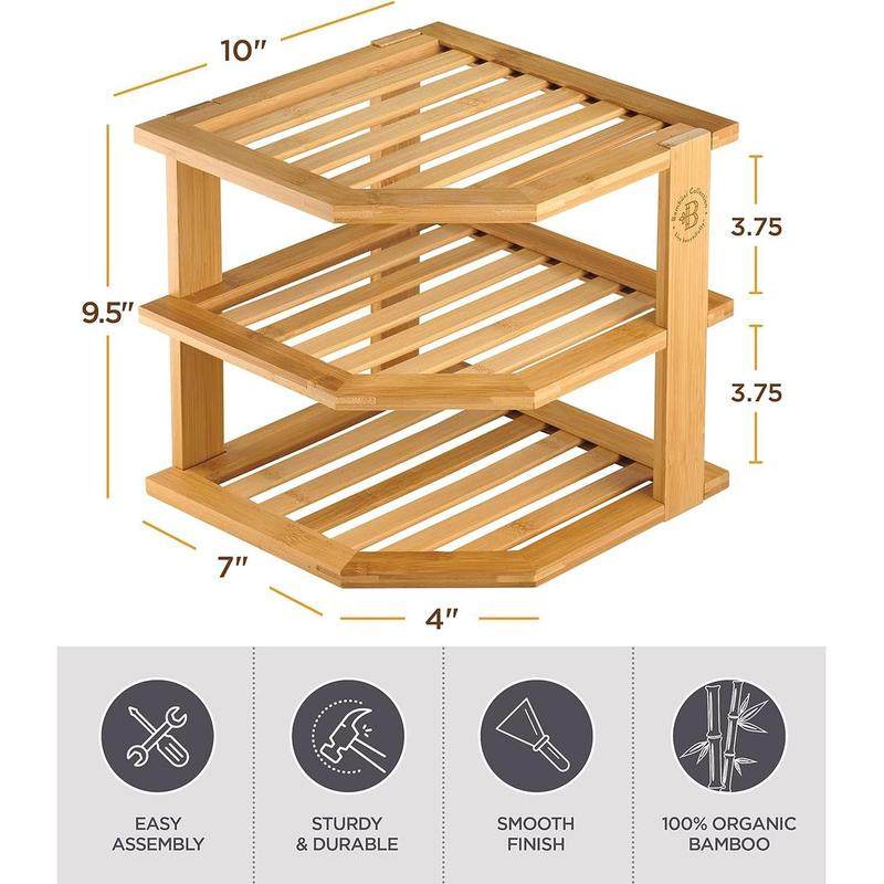 竹制收纳架厨房多层盘碟收纳架橱柜架浴室角架桌面木质实木置物架