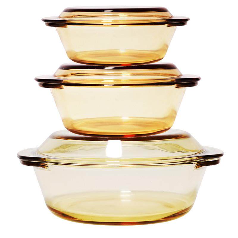 家用大号茶色玻璃汤煲汤碗双耳带盖可微波炉加热碗蒸鸡蛋羹蒸碗