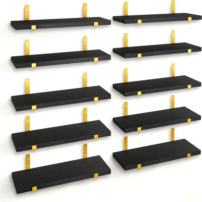 悬浮墙上置物架浮动弯货架10pc木制钩浴室洗漱用品整理收纳置物架