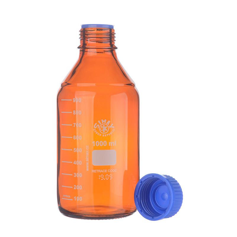 simax透明丝口宽蓝盖试剂瓶玻璃瓶大口方形瓶1002505001000ml