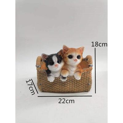 创意可爱仿真猫咪小狗花篮酒店商场摆件阳台美陈装饰狗狗收纳家居