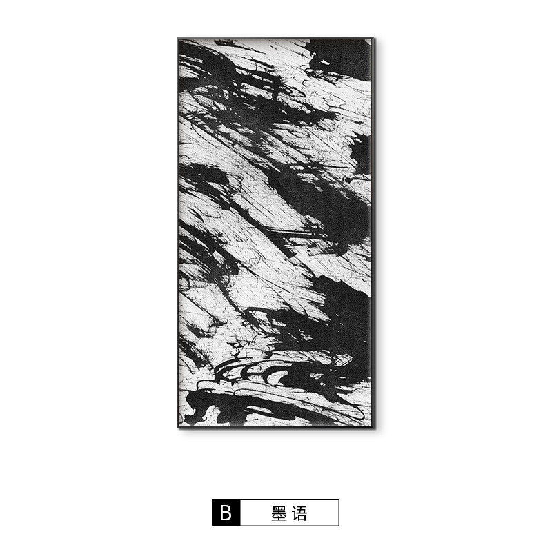 挥洒大堂黑白客厅装饰画抽象线条玄关挂画酒店轻奢高级感壁画