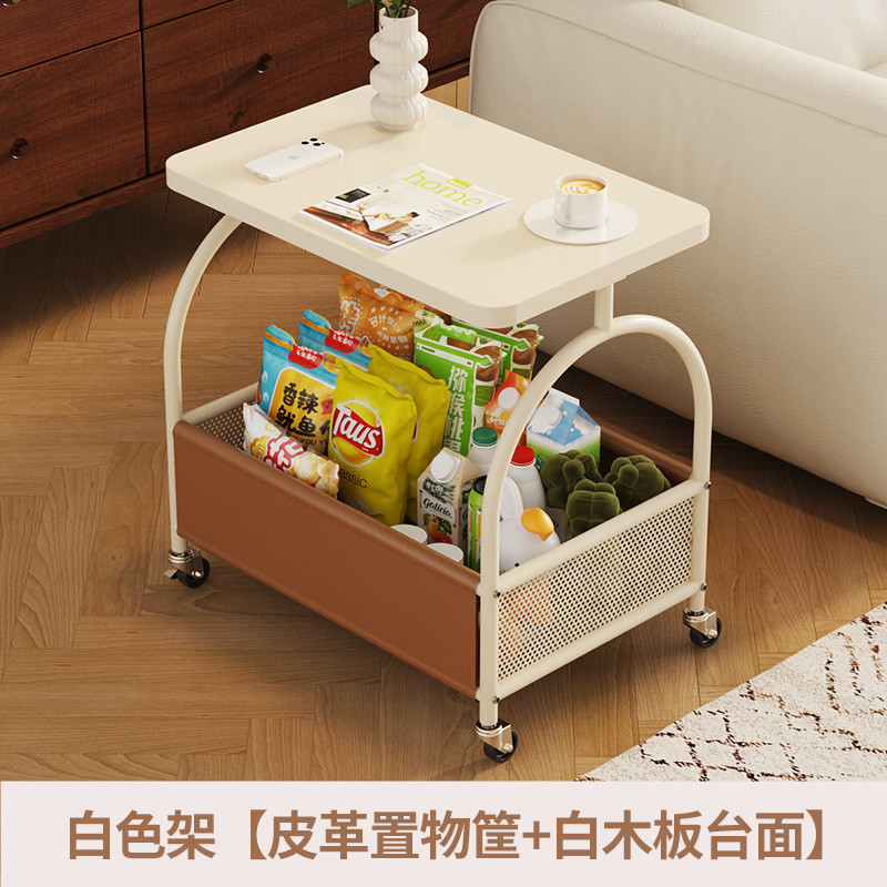 法式复古高级中古风可移动玻璃小推车边几客厅沙发轻奢小茶几新款