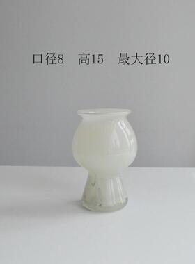 手工高脚玻璃简约奶玉色插花家居餐桌花瓶礼品花瓶摆件