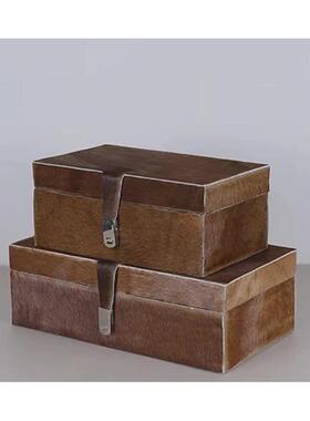 皮革马毛现代简约装饰盒首饰盒收纳创意摆件桌面衣帽间酒店样板间