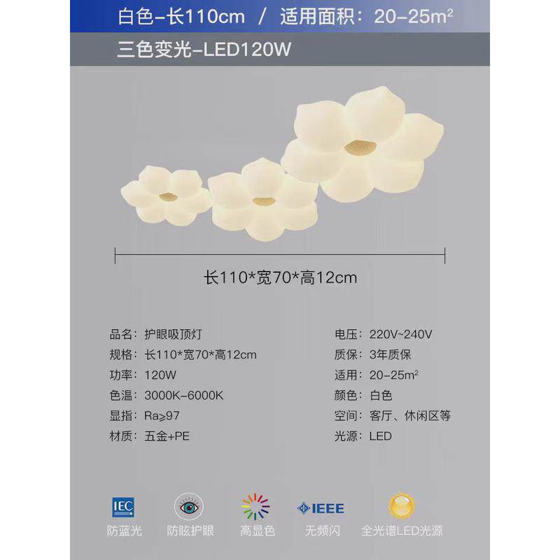 花朵吸顶灯护眼创意led客厅灯儿童房间灯奶油风温馨浪漫卧室吊灯
