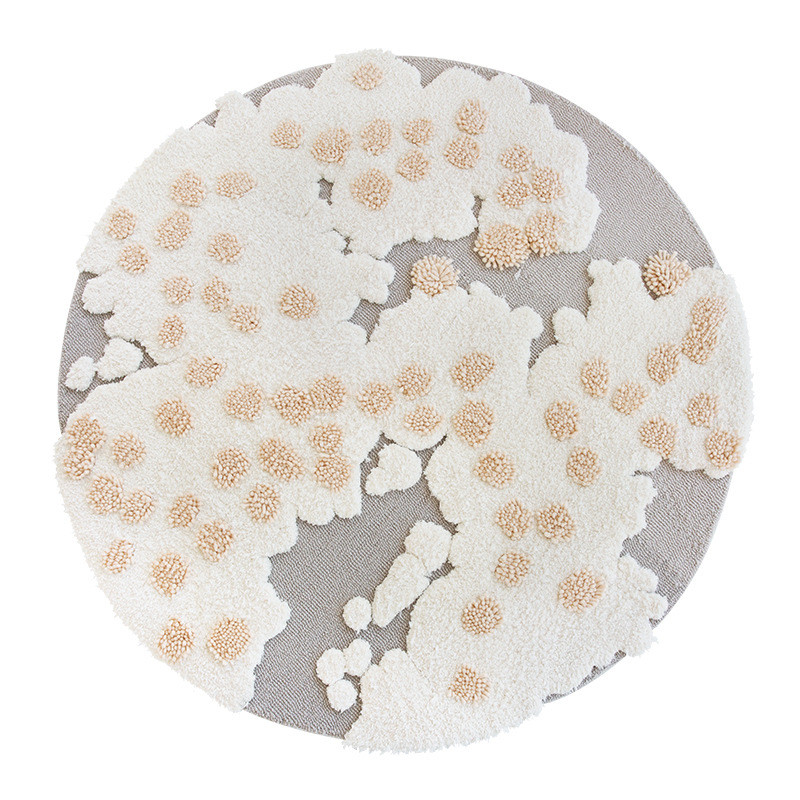 1p2r田园床边地垫现代简约绿色羊毛地毯撸猫感卧室风苔藓