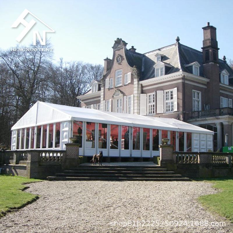 铝合金篷房户外活动商用帐篷搭配白色pvc顶布钢化玻璃墙体ABS墙