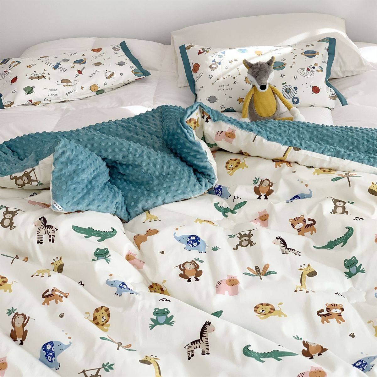 ins婴幼儿全棉60单人长绒棉豆豆绒春秋被儿童幼儿园午睡冬被支被,床上用品,化纤被,淘宝优惠券,粉丝福利购,淘宝优惠卷