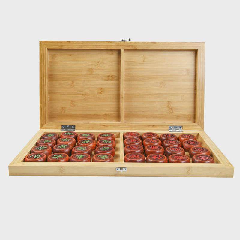 妙记中国象棋实木象棋礼品榉木全竹折叠象棋盘一体50号象棋便携式