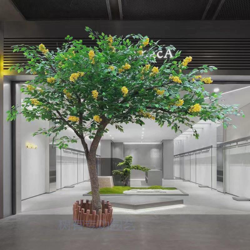 仿真新款桂花树树大型室内假树装饰酒店网红道具造景落地摆件