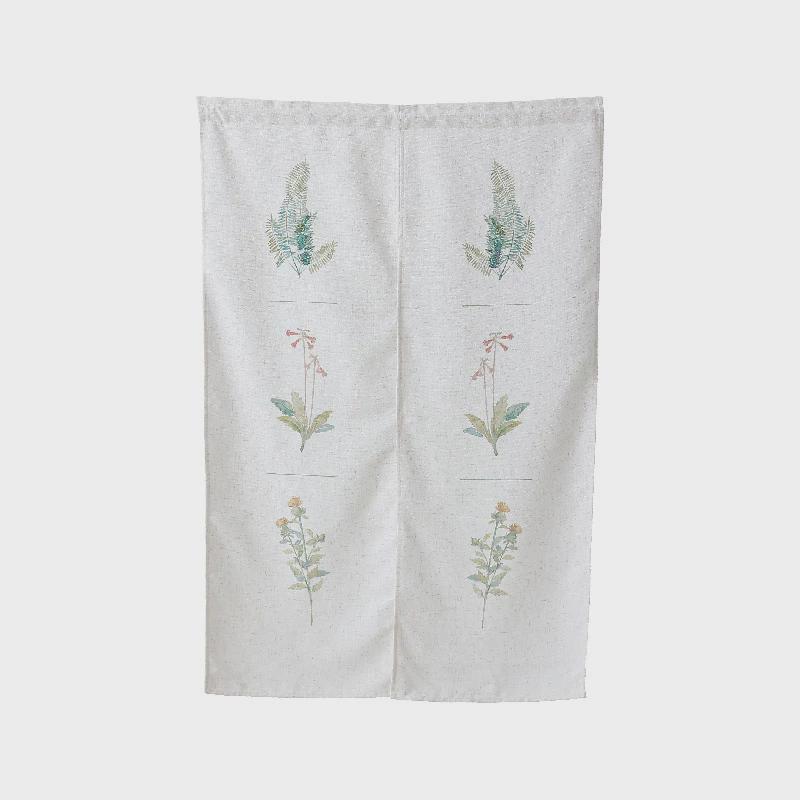 仿麻免打孔布艺门帘印花两片式穿杆小窗帘家用卧室浴室遮挡短帘