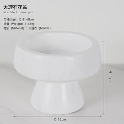 欧式大理石花盆小清新盆栽插花售楼处样板间假花玄关桌面装饰摆件