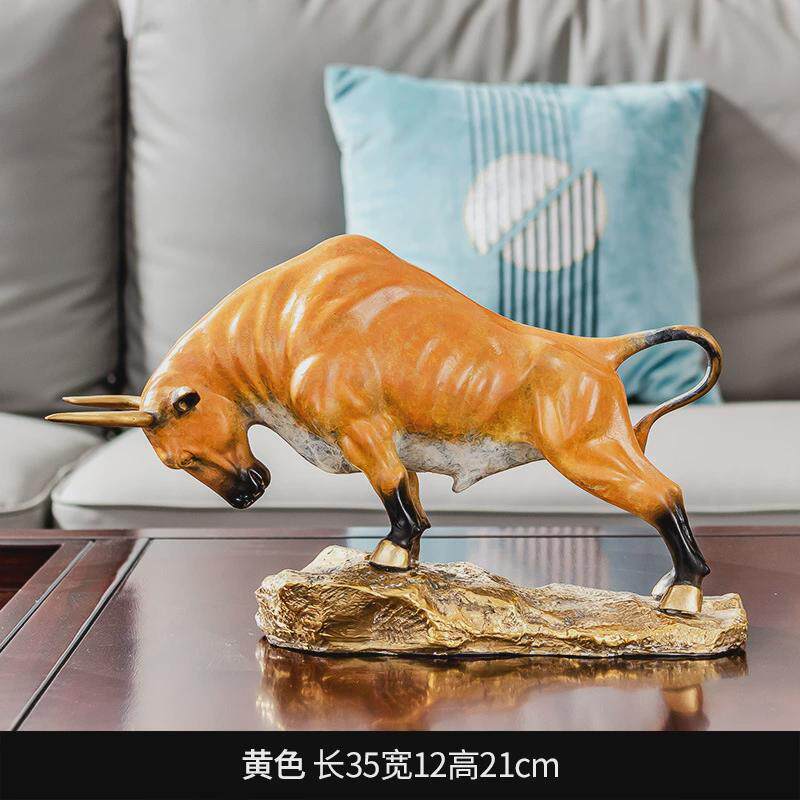 牛气冲天黄铜牛桌面摆件装饰品酒柜玄关客厅电视柜新房乔迁伴手礼