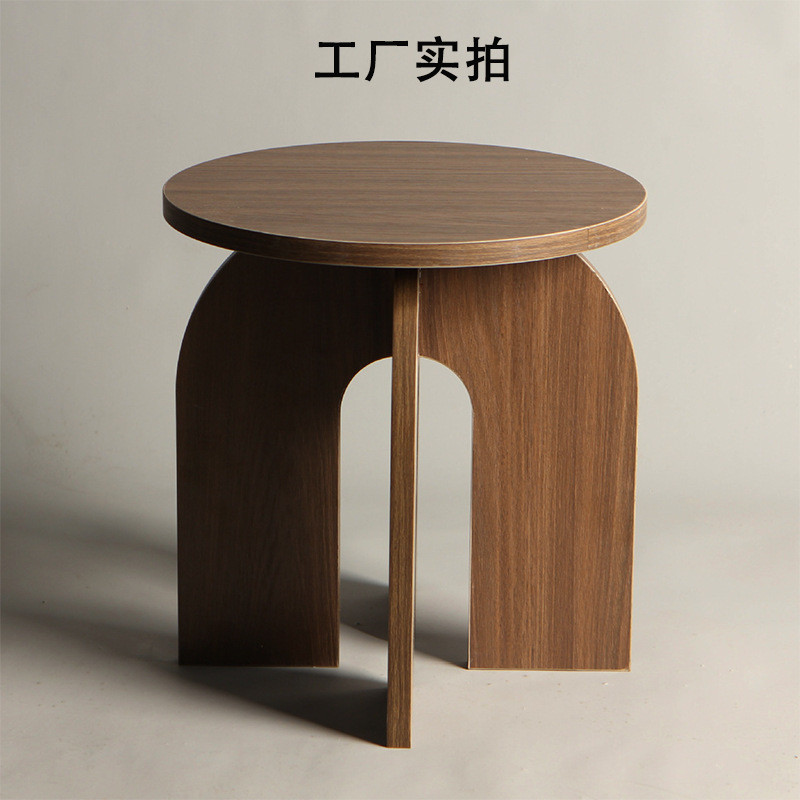 中古风多层角几边几沙发茶几实木客厅小户型家用胡桃木色木质圆桌