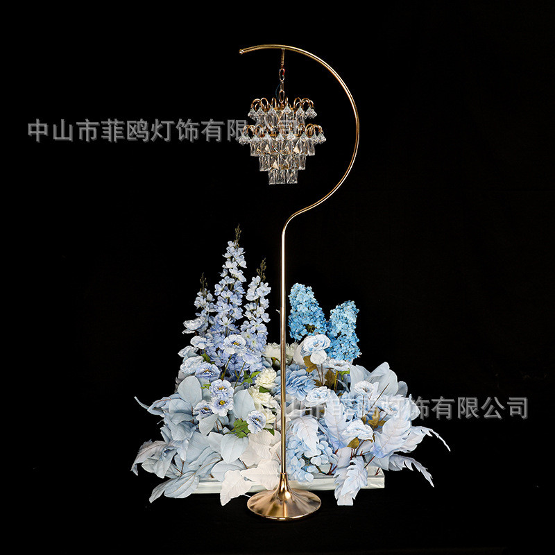 新款单头水晶婚庆路引灯节日舞台装饰道具欧式订婚宴金色发光摆件