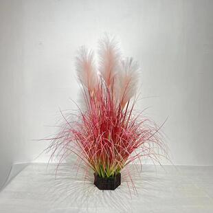 仿真狗尾巴草绿植盆景芦苇洋葱草8090cm室内家居装饰摆件植物盆栽