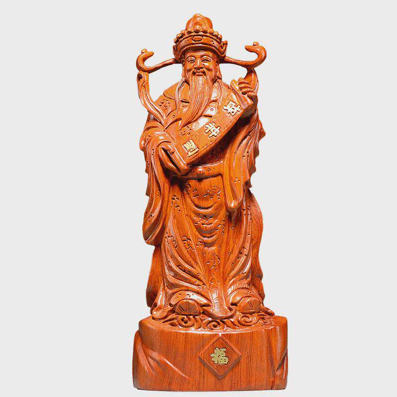 花梨财神爷文木雕像摆件家居客厅装饰供奉摆设工艺品店铺开业送礼
