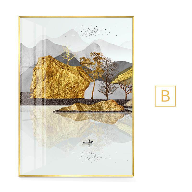 金山玄关装饰画山水画单幅竖版餐厅壁画背有靠山沙发背景壁画轻奢